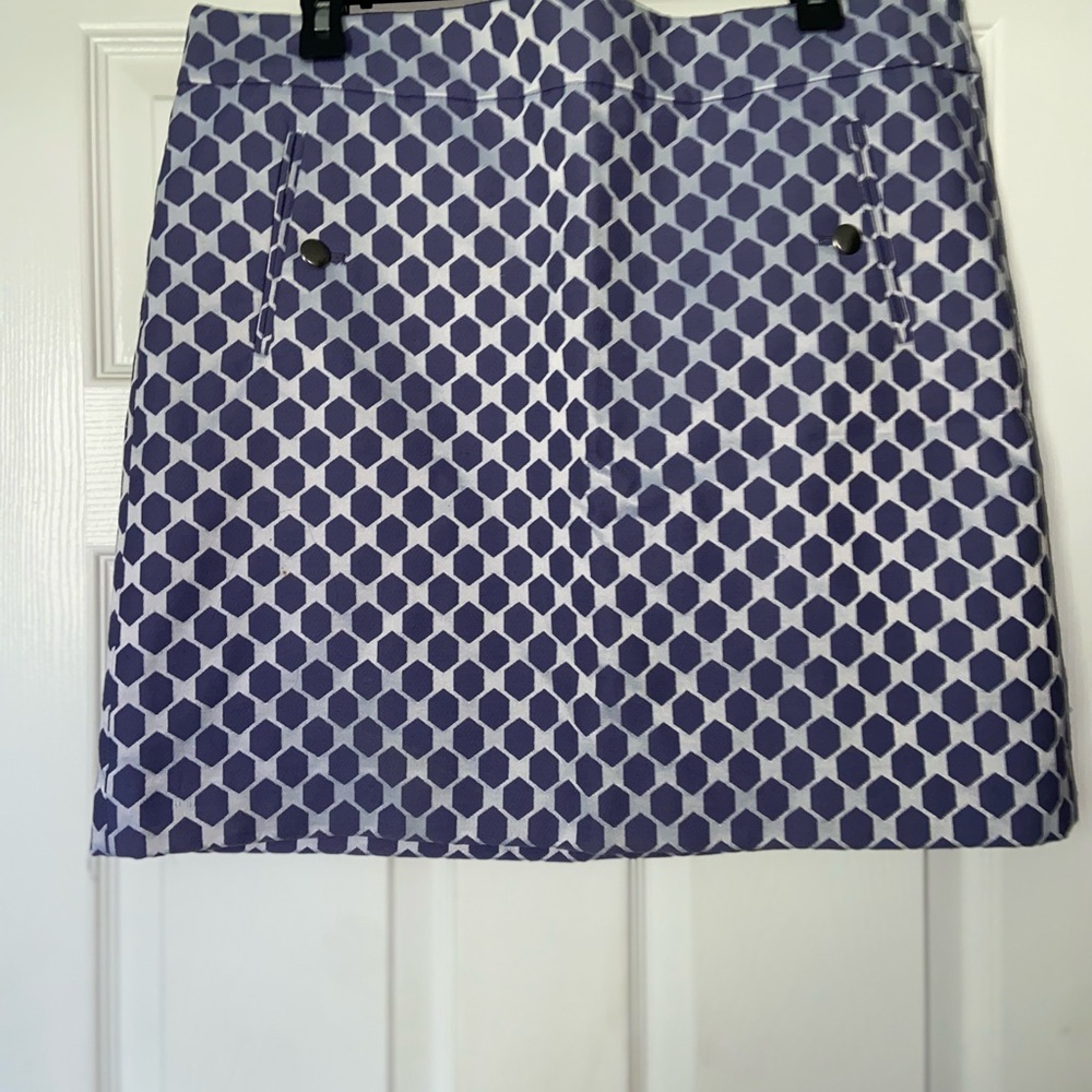 LOFT Blue and White Patterned Mini Skirt